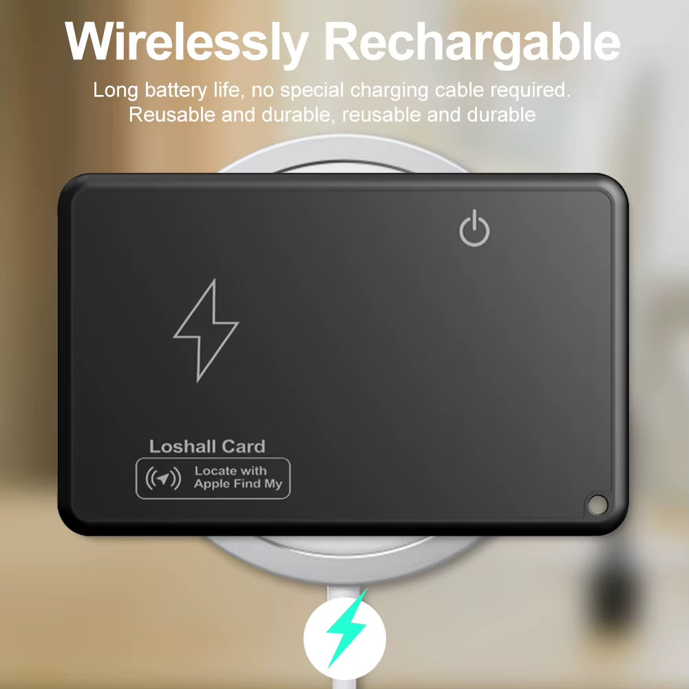 Wireless Charging GPS Tracker Card – Smart Mini Wallet Locator for iPhone Find My (AirTag Alternative)
