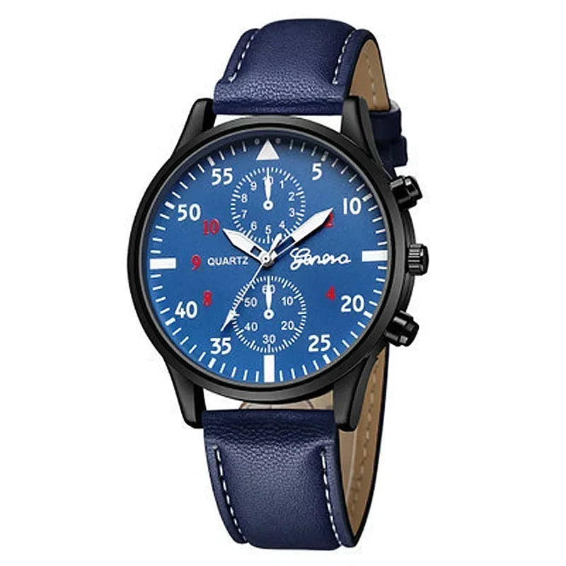 4/2/1pcs Men Sports Watches Set Man Business Quartz Wristwatch Luxury Brown Leather Bracelet Men Casual Clock Watch(no Box)