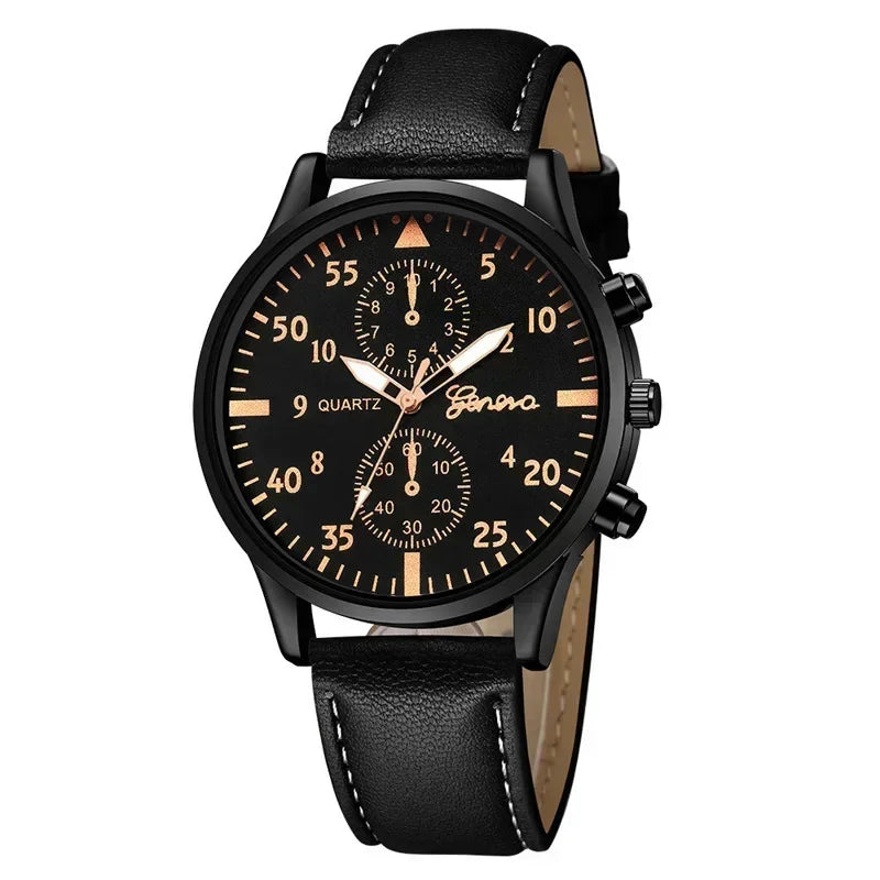 4/2/1pcs Men Sports Watches Set Man Business Quartz Wristwatch Luxury Brown Leather Bracelet Men Casual Clock Watch(no Box)