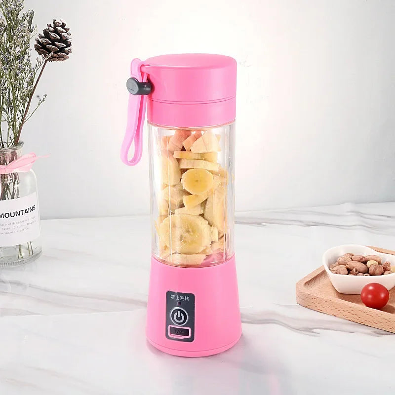 Portable Mini Fruit Juicer Cup USB Rechargeable Mixer 6 Blades Juicer Vegetable Juicer Blender Milkshake 1800mAh Manual Juicers