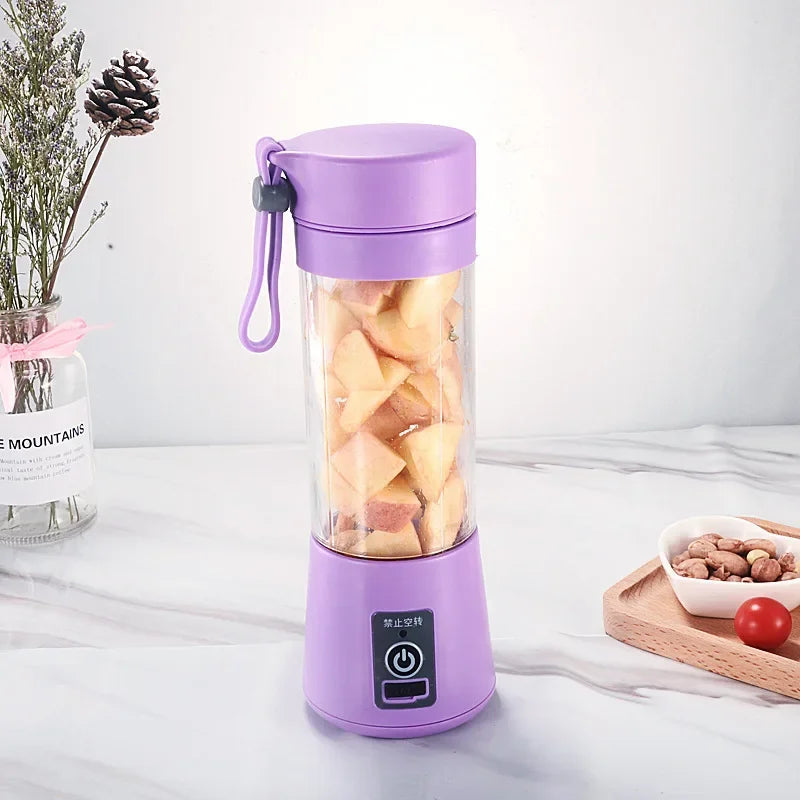Portable Mini Fruit Juicer Cup USB Rechargeable Mixer 6 Blades Juicer Vegetable Juicer Blender Milkshake 1800mAh Manual Juicers