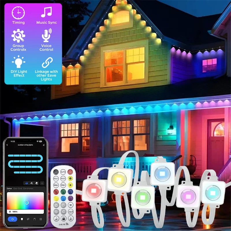 Weather-Proof Wonder: Smart RGBIC Lights for Stunning Outdoor Scenes!