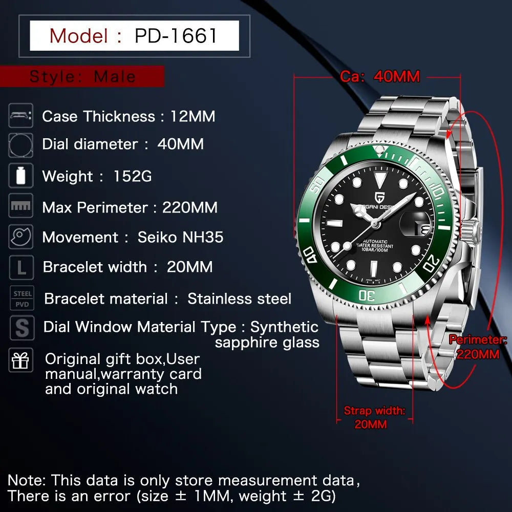 New 40mm Men Automatic Mechanical Watches Men Luxury