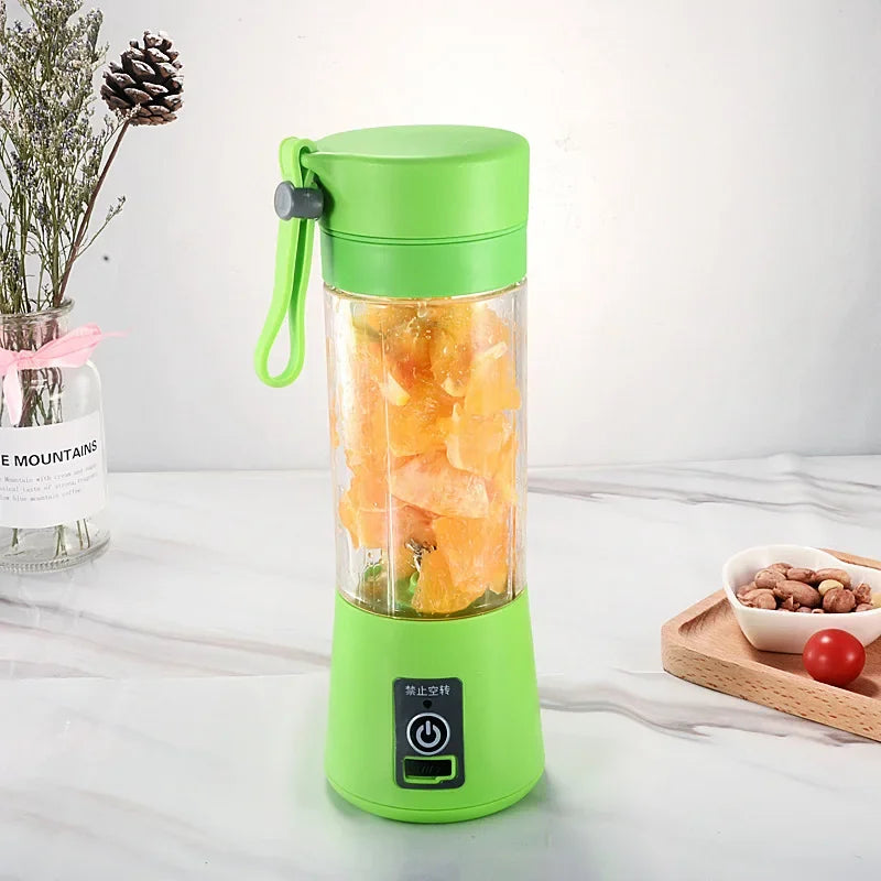 Portable Mini Fruit Juicer Cup USB Rechargeable Mixer 6 Blades Juicer Vegetable Juicer Blender Milkshake 1800mAh Manual Juicers