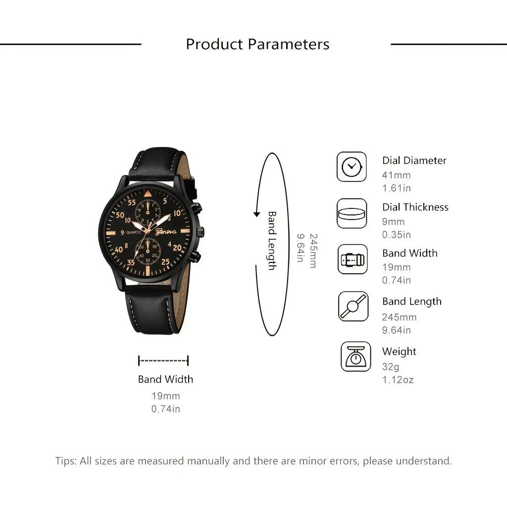 4/2/1pcs Men Sports Watches Set Man Business Quartz Wristwatch Luxury Brown Leather Bracelet Men Casual Clock Watch(no Box)