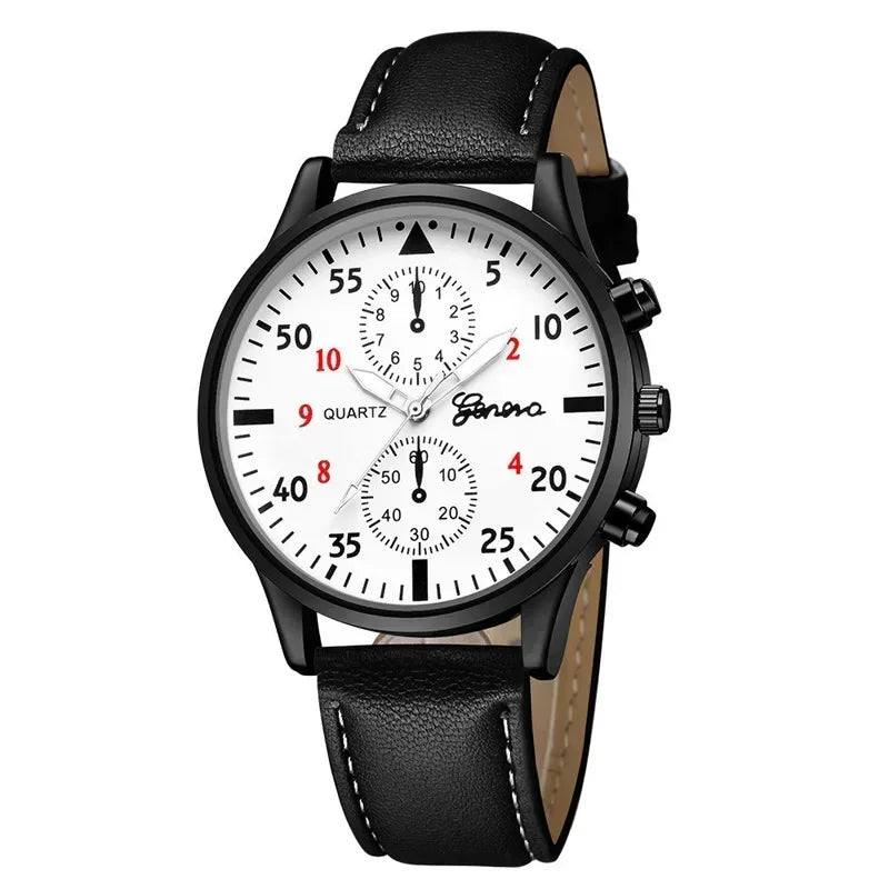 4/2/1pcs Men Sports Watches Set Man Business Quartz Wristwatch Luxury Brown Leather Bracelet Men Casual Clock Watch(no Box)