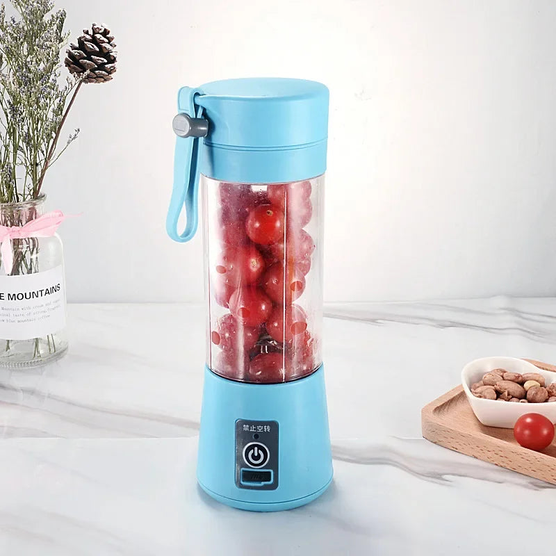 Portable Mini Fruit Juicer Cup USB Rechargeable Mixer 6 Blades Juicer Vegetable Juicer Blender Milkshake 1800mAh Manual Juicers