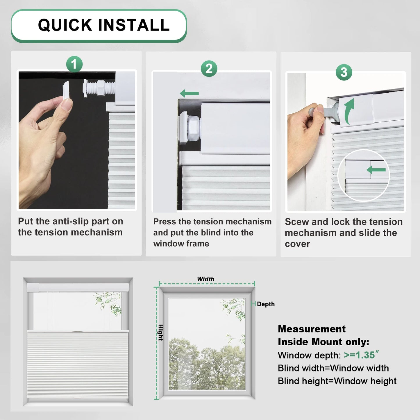 SnapFit Cordless Shades – No Drill, Instant Privacy & Light Control
