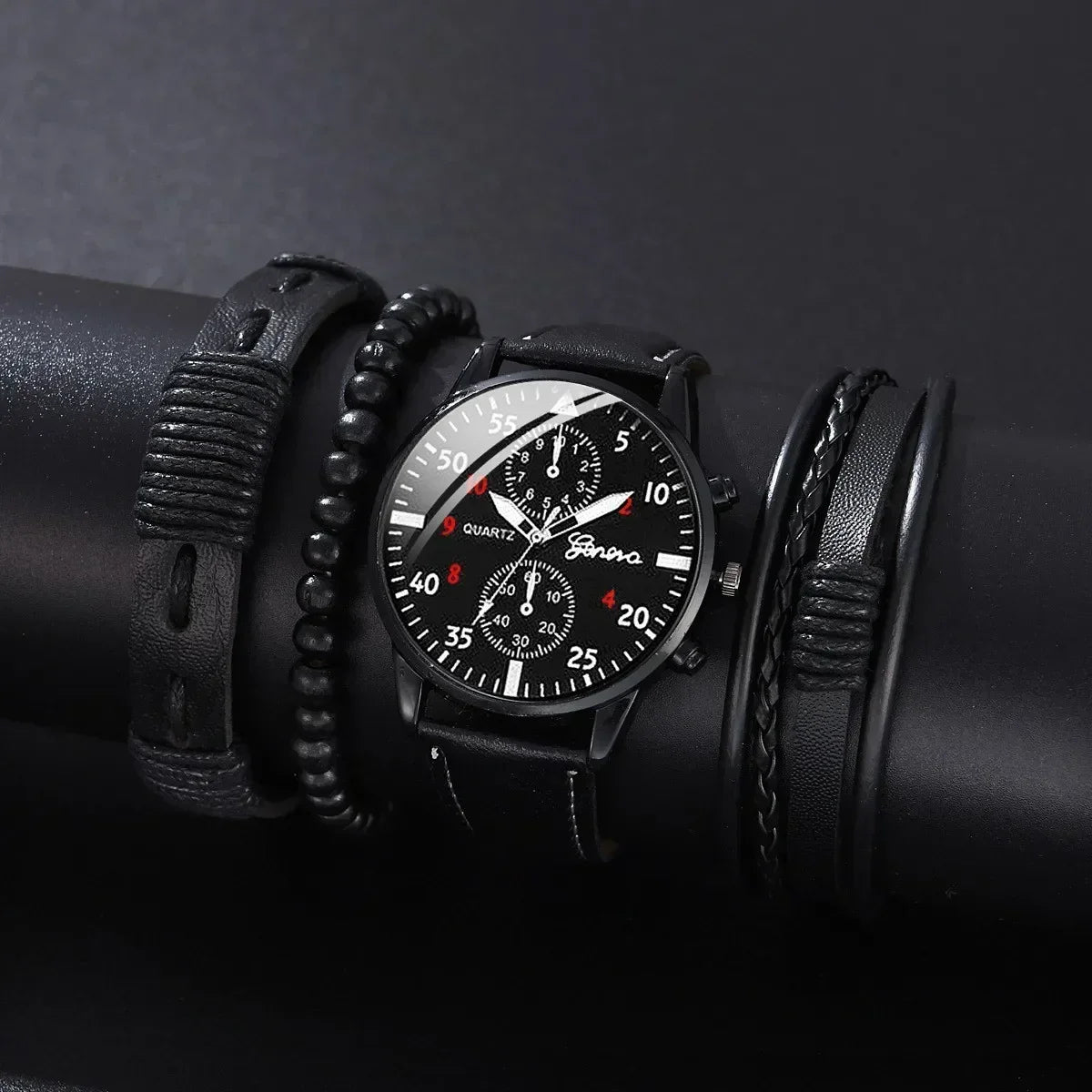 4/2/1pcs Men Sports Watches Set Man Business Quartz Wristwatch Luxury Brown Leather Bracelet Men Casual Clock Watch(no Box)