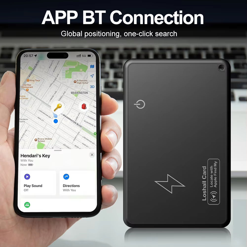 Wireless Charging GPS Tracker Card – Smart Mini Wallet Locator for iPhone Find My (AirTag Alternative)