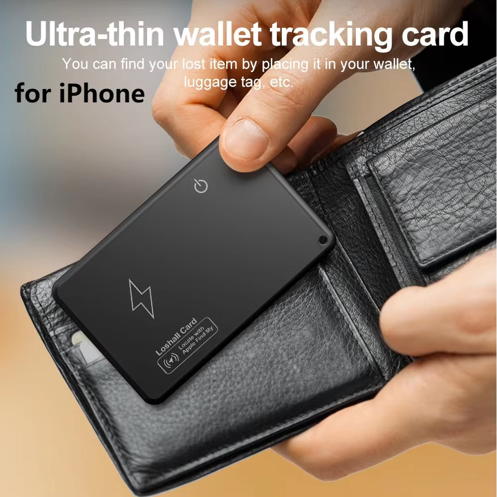Wireless Charging GPS Tracker Card – Smart Mini Wallet Locator for iPhone Find My (AirTag Alternative)
