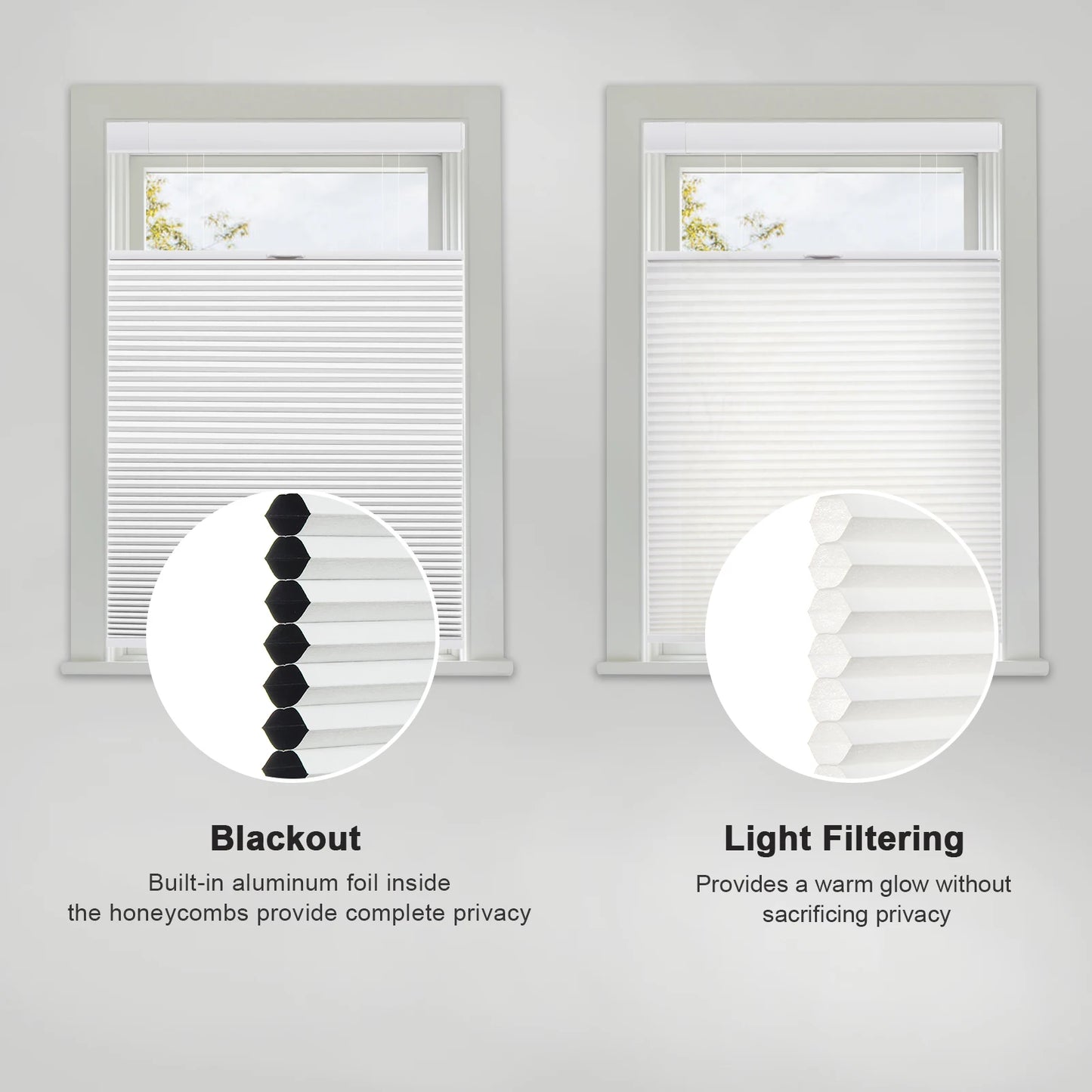 SnapFit Cordless Shades – No Drill, Instant Privacy & Light Control